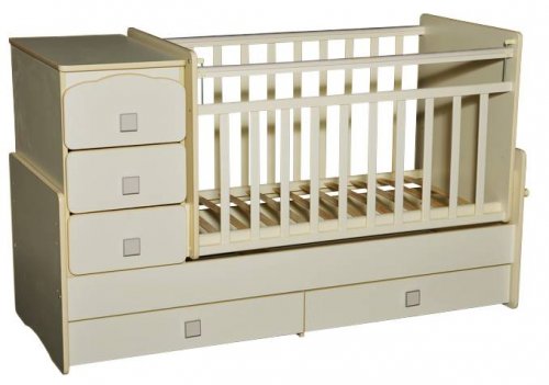 Антел Детская кровать "Ульяна-2 " с маятником /прямые спинки / цвет слоновая кость / из 2-х частей