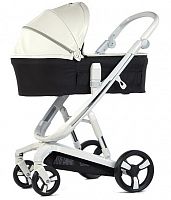 Babylux Детская коляска Strollers Future I-S035 2 в 1, цвет / белая рама, белая кожа, полосатый матрас