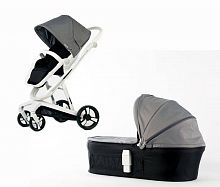 Babylux Детская коляска Strollers Future I-S035 2 в 1, цвет / белая рама, серая кожа (WHITE frame / PU Gray)					