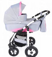 maEma Детская коляска 2в1 Lika (Маема Лика) / цвет  LI4 светло-серый с розовыми вставками