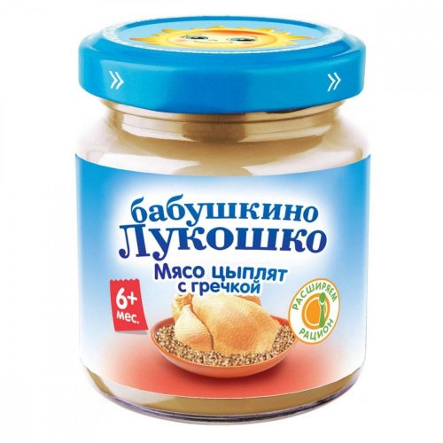 Бабушкино Лукошко Пюре Курочка Ряба Мясо Цыплят с Гречкой 100г 6 мес