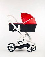 Детская коляска Babylux Strollers Future I-S035 2в1 (WHITE frame / PU Red) Экокожа / черно-красный