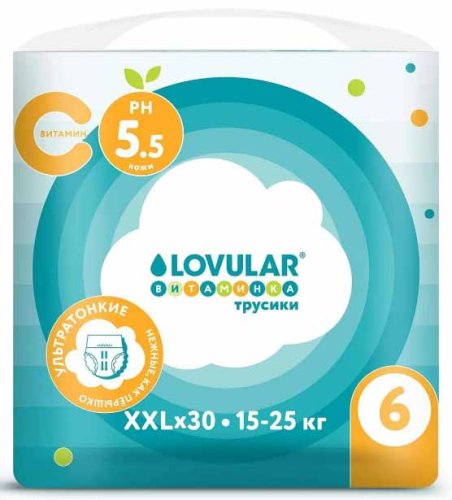 Lovular Трусики-подгузники Витаминка, XXL (15-25 кг), 30 штук