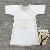 Little Star Крестильная рубашка"Cпаси и сохрани" (хлопковая вуаль) шампань / рост 74см (6-9 месяцев)					